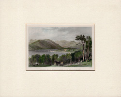 Storrs Hall, acélmetszet 1834, metszet, 9 x 15 cm, paszpartuban, Anglia, Windermere Lake, metszet