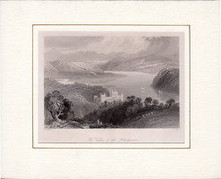 Blackwater Valley, acélmetszet 1843, eredeti, 12 x 18 cm, Írország, Lismore, paszpartuban, metszet