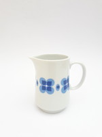 Alföldi retro porcelán tejszínes kiöntő Blanka szervíz, kék geometrikus virág mintával, kávéskészlet