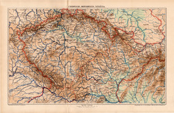 Csehország, Morvaország, Szilézia térkép 1902, eredeti, atlasz, Kogutowicz Manó, régi, magyar nyelvű