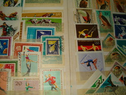 32 darab régi magyar bélyeg olympia madark versenylovak motorverseny jégkorcsolya stb KIÁRUSÍTÁS