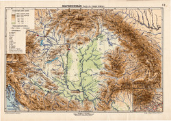 Magyarország hegy- vízrajzi térkép 1907, eredeti, atlasz, Kogutowicz Manó, régi, magyar nyelvű, régi