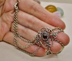 Beautiful antique garnet silver necklaces
