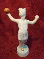 Antique Zsolnay porcelain figure with shield seal, girl playing ball, height 14 cm. He has!