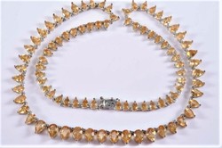 Silver necklace with citrine stones