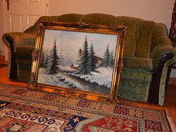 80 x 60 cm-es képhez keret, ajándék olaj-vászon festménnyel, kiváló állapotban