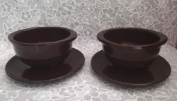2 ceramic breakfast muesli bowls with bottoms