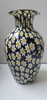 Muránói sárga-fekete Millefiori váza