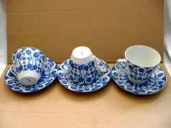 3 db régi Nippon tojáshéj lithophane porcelán teás szett