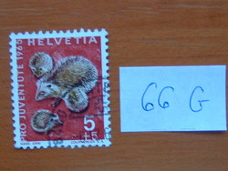SVÁJC 5 + 5 (R) 1965 Pro Juventute - Vadállatok Erinaceus europaeus 66G