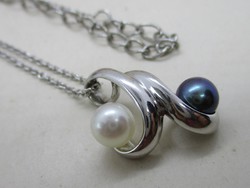 Szépséges art deco valódi sósvizi gyöngy, ezüst nyaklánc