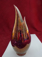 Hollóházi porcelán lüsztermázas váza, magassága 21 cm.