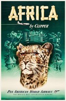 Retro utazási reklám Afrika párduc fej leopárd dzsungel őserdő nagymacska Vintage plakát reprint