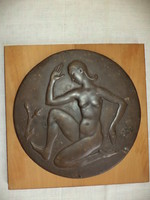 Antik bronz akt szobor falikép - relief