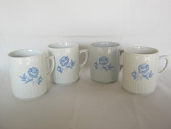 4 Zsolnay porcelain blue rose mugs with an old skirt