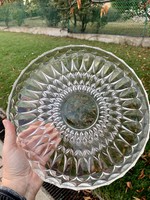 Beautiful cast glass bowl from the 70s, vintage cake bowl, retro centerpiece glass bowl - flawless!