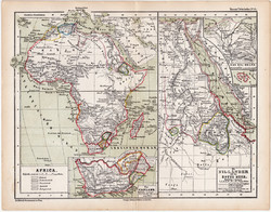 Afrika és a Nílus vidéke térkép 1870, eredeti, német nyelvű, atlas, Kozenn, régi, Vörös - tenger