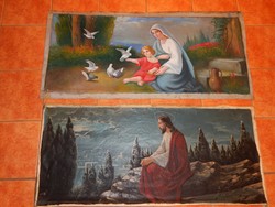 Két db nagyméretű bibliai témájú olaj-vászon festmény együtt