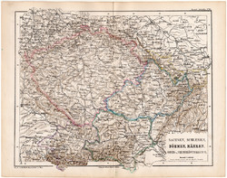 Szászország, Szilézia, Csehország, Morvaország, Ausztria térkép 1870, eredeti, német nyelvű, atlas