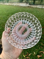 Vintage glass plate, centerpiece, ashtray made of cast glass