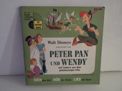 Record - vinyl record + storybook - West German - disneys peter pan und wendy novel condition