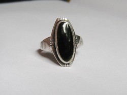 Fekete köves, törzsi jellegű, régi ezüst gyűrű (onix)