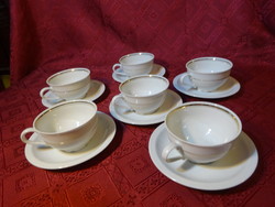 Bareuther Bavarian German porcelain teacup + saucer, with gold stripe. 6 in one. He has!