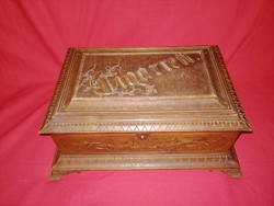 Antique beautiful carved Art Nouveau cigarette in wooden box
