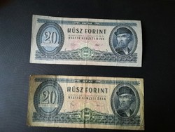 1975-ös és 1980-as 20 Forint LOT