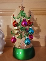 Üveg karácsonyfa mini üveggömbökkel LED vilagítással