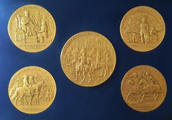Bodó Sándor: Buda visszafoglalásának 300 éves évfordulójára, 24 K arany bevonatú érem sor, 1986