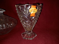430 Ólomkristály váza és bonbonier Anna hütte 11 cm magas a váza 12 cm széles a bonbonier