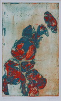 Pap Kata - Kavicsok 32 x 20 cm színezett rézkarc 1999