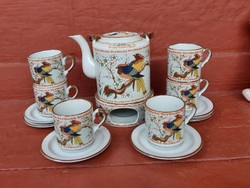 Beautiful tomato bird set. Collectible, beautiful beauties, 6 cups +6 saucers + teapot