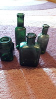 Antik zöld üvegek (4 db)
