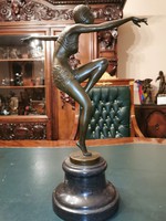 Tánconő - Art deco bronz szobor