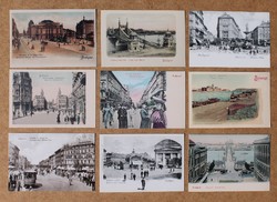 100 darab Budapesti nosztalgia reprint képeslap, 1890-1900 körül, 9x11 db + 1 db