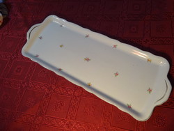 Zsolnay porcelán, antik pajzspecsétes torta tálca, hossza 41 cm.