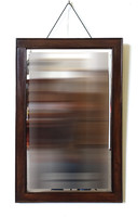 1C453 Régi furnérozott metszett tükör falitükör 89 x 48 cm
