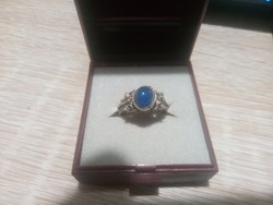 Antik Kék - Köves Jelzett Állíthatós Ezüst Gyűrű 