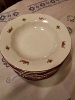 12 db Zsolnay porcelán virág mintás leveses, mély és lapos tányér készlet 