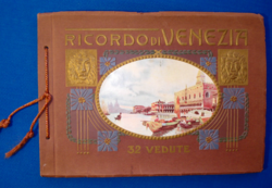 Szecessziós "Velencei emlék" lapozgatós képeslap album (1800-as évek vége)