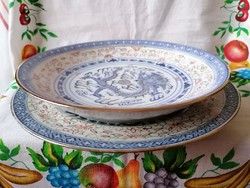 Szép Sárkány mintás Kínai porcelán tányérok 2db-os (mély és lapos rizsszem mintás) ,kézzel festett