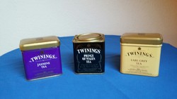 Három Twinings teás fém doboz