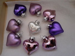 Szép üveg szív alakú karácsonyfadísz 9-darab