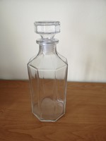 Retro szögletes francia üveg dugóval - viszkis, konyakos üveg