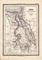 Egyiptom térkép 1861, olasz, eredeti, atlasz, Núbia, Abesszínia, Nílus, észak, Afrika, kelet