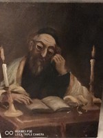 Zsidó rabbi. Fa alapon olaj festmény XVIII - XIX. század