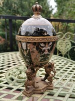 Fabergé jellegű tojás - porcelán és réz kombinációval