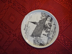 German porcelain mini wall plate with a view of the bustum, diameter 9.4 cm. He has!